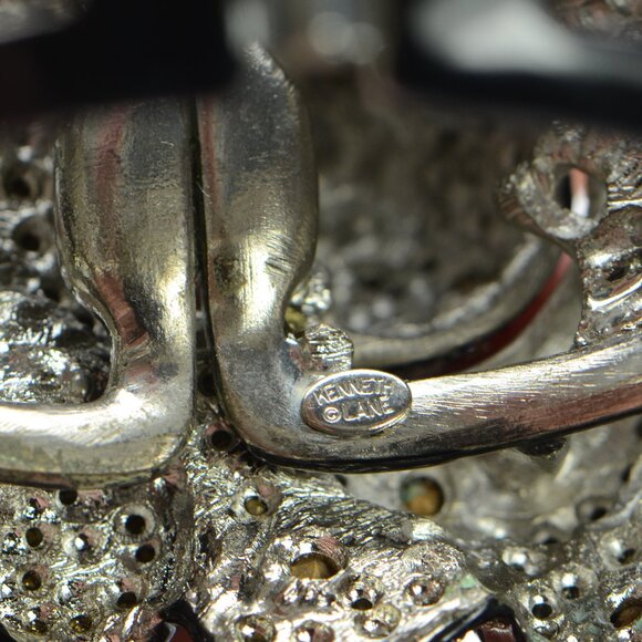 Kenneth Jay Lane KJL Black Enamel Pavé Rose Bracelet - Picture 6 of 8